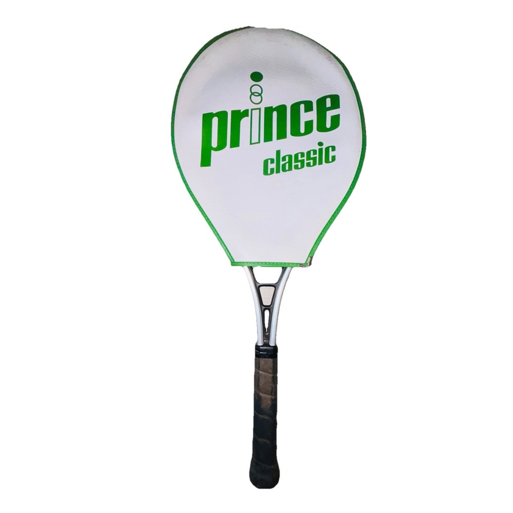 PRINCE CLASSIC GREEN ALUMINUM TENNIS RACQUET 1982‎ WITH COVER VINTAGE Sports